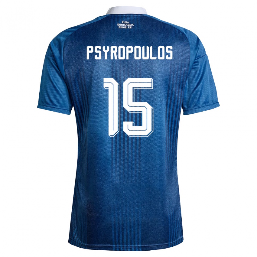נשים יוון Stavros Psyropoulos #15 כהה כחול לבן הרחק ג'רזי 26-28 חולצה קצרה