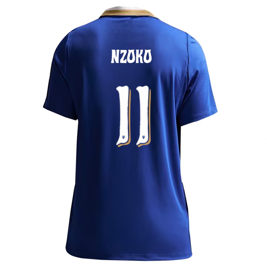 נשים פינלנד Djoully Nzoko #11 כחול לבן הרחק ג'רזי 26-28 חולצה קצרה