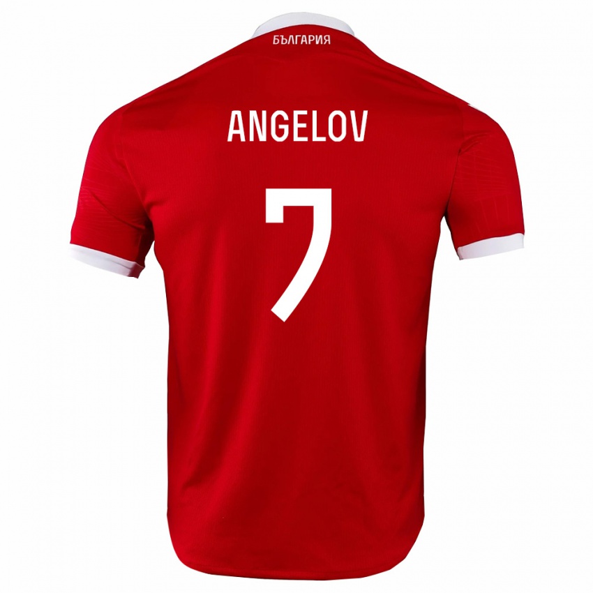 נשים בולגריה Ernan Angelov #7 אדום לבן הרחק ג'רזי 26-28 חולצה קצרה