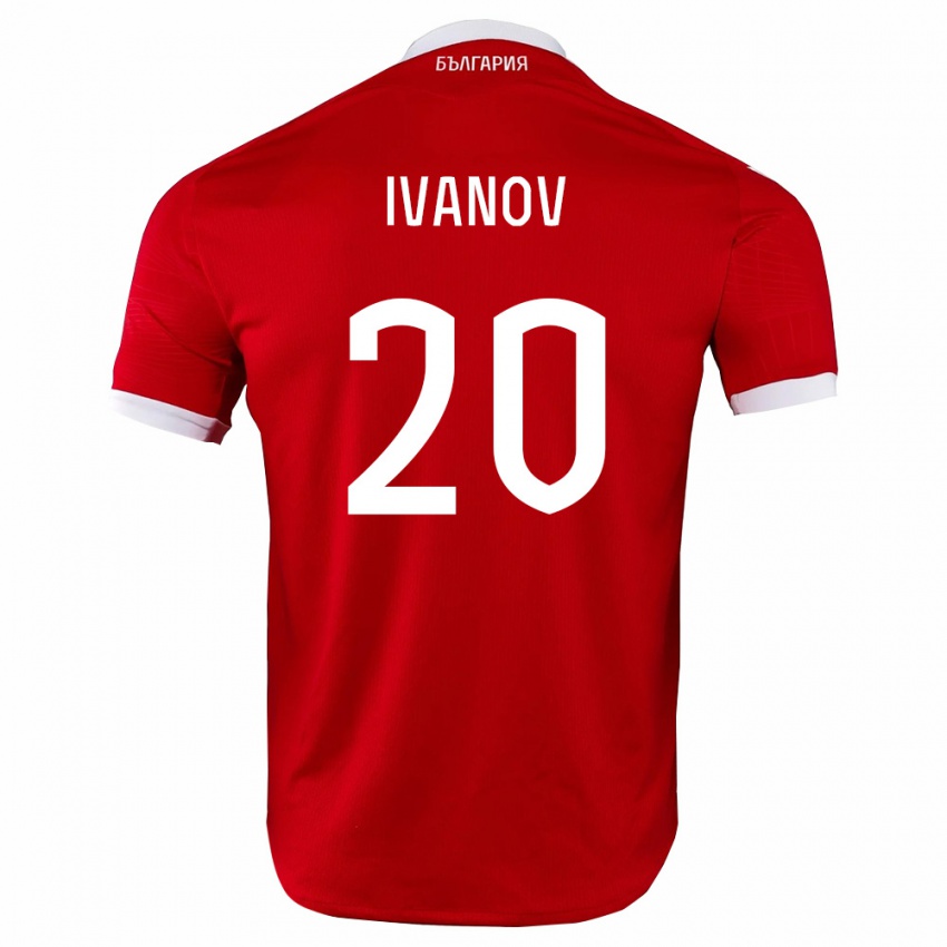 נשים בולגריה Anton Ivanov #20 אדום לבן הרחק ג'רזי 26-28 חולצה קצרה