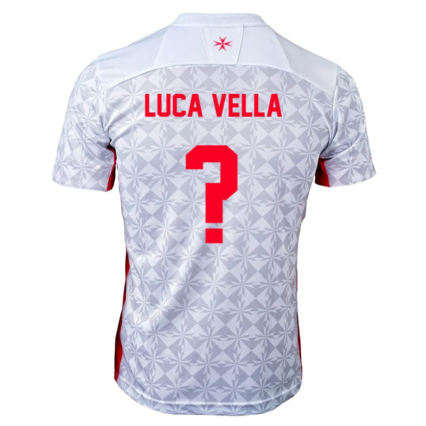 נשים מלטה Luca Vella #0 אפור לבן אדום הרחק ג'רזי 26-28 חולצה קצרה
