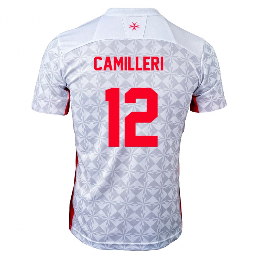 נשים מלטה Carlos Camilleri #12 אפור לבן אדום הרחק ג'רזי 26-28 חולצה קצרה