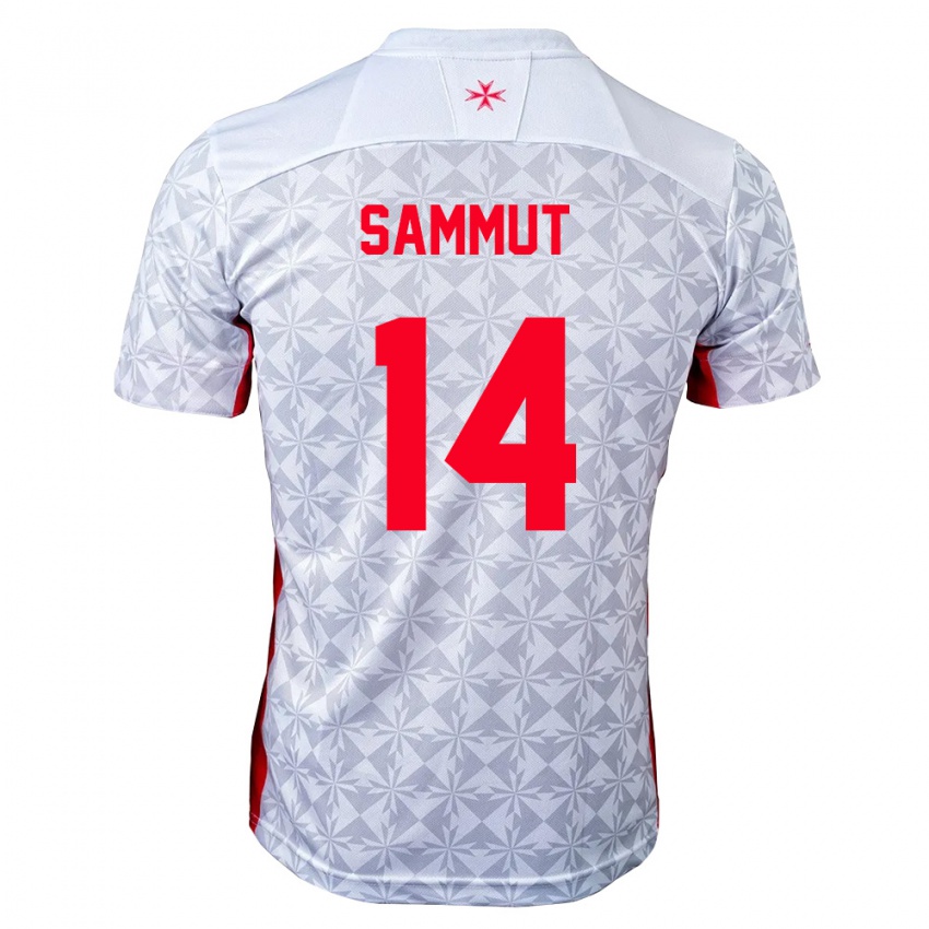נשים מלטה Danny Sammut #14 אפור לבן אדום הרחק ג'רזי 26-28 חולצה קצרה