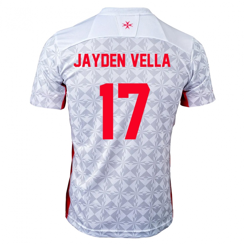 נשים מלטה Jayden Vella #17 אפור לבן אדום הרחק ג'רזי 26-28 חולצה קצרה