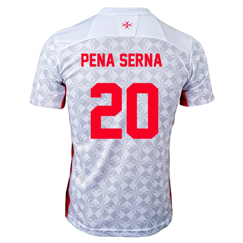נשים מלטה Justin Pena Serna #20 אפור לבן אדום הרחק ג'רזי 26-28 חולצה קצרה
