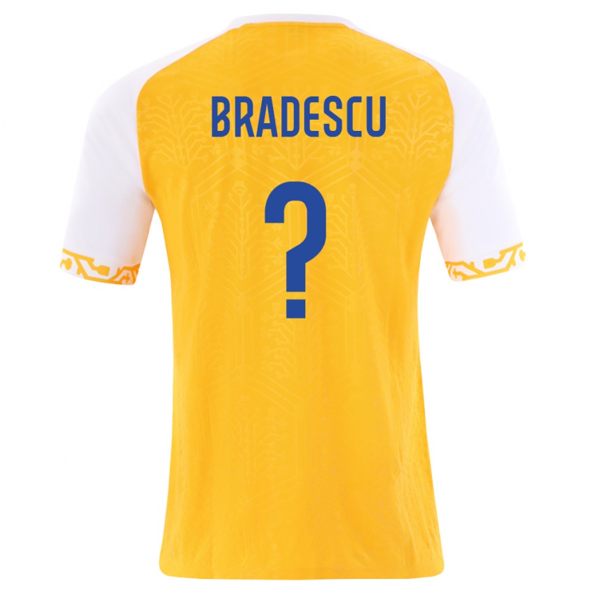 נשים מולדובה Cosmin Bradescu #0 צהוב לבן הרחק ג'רזי 26-28 חולצה קצרה