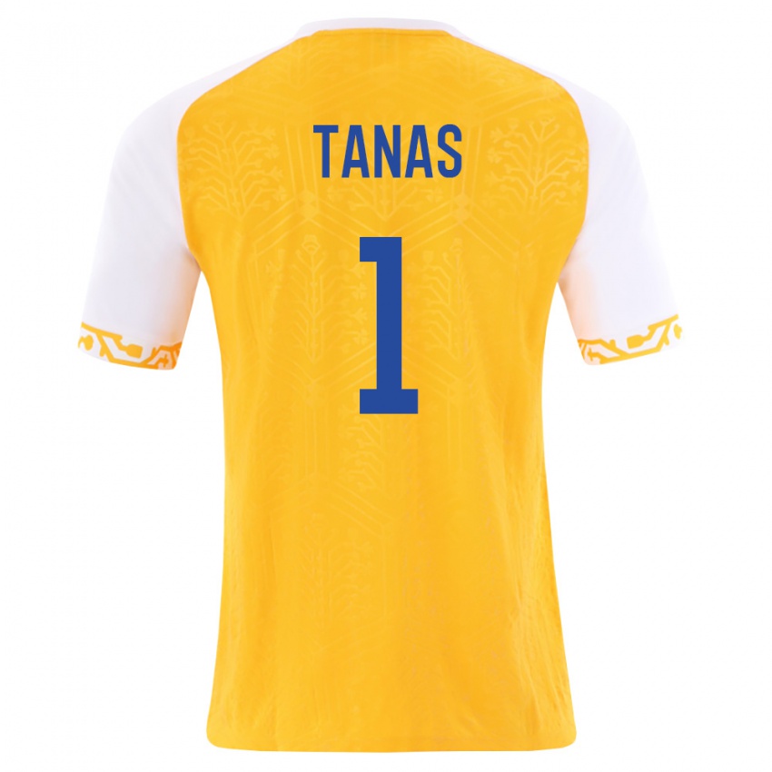 נשים מולדובה Gabriel Tanas #1 צהוב לבן הרחק ג'רזי 26-28 חולצה קצרה