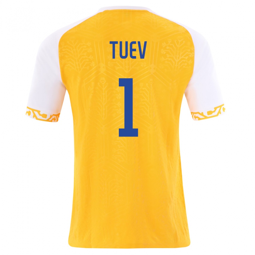 נשים מולדובה Artur Tuev #1 צהוב לבן הרחק ג'רזי 26-28 חולצה קצרה