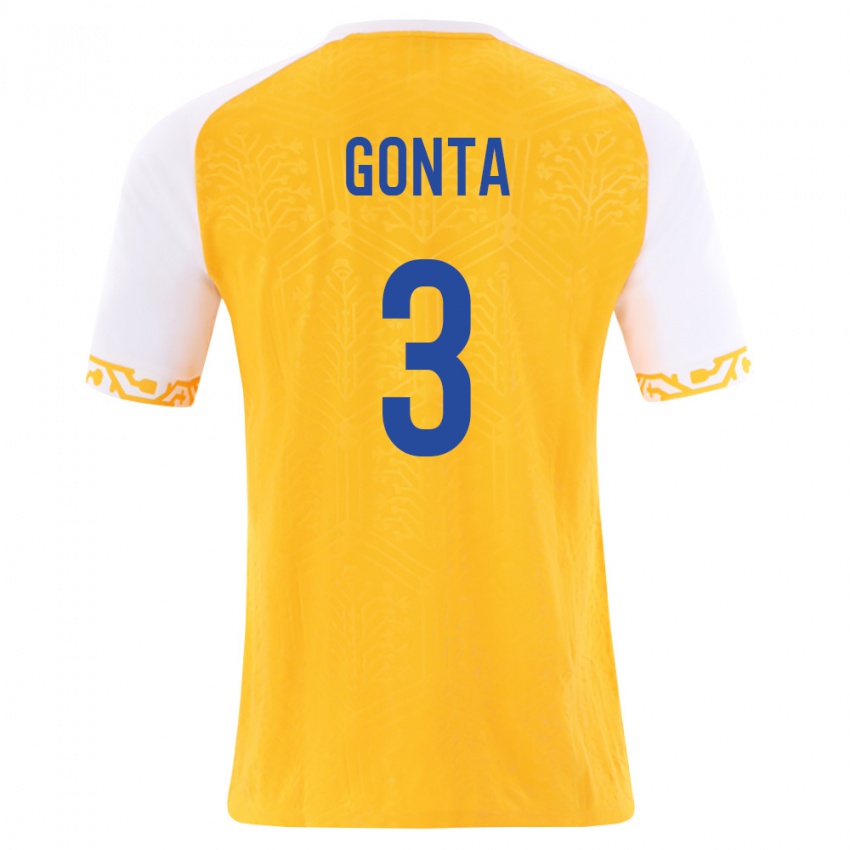 נשים מולדובה Cristian Gonța #3 צהוב לבן הרחק ג'רזי 26-28 חולצה קצרה