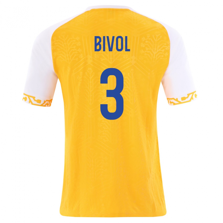 נשים מולדובה Victor Bivol #3 צהוב לבן הרחק ג'רזי 26-28 חולצה קצרה