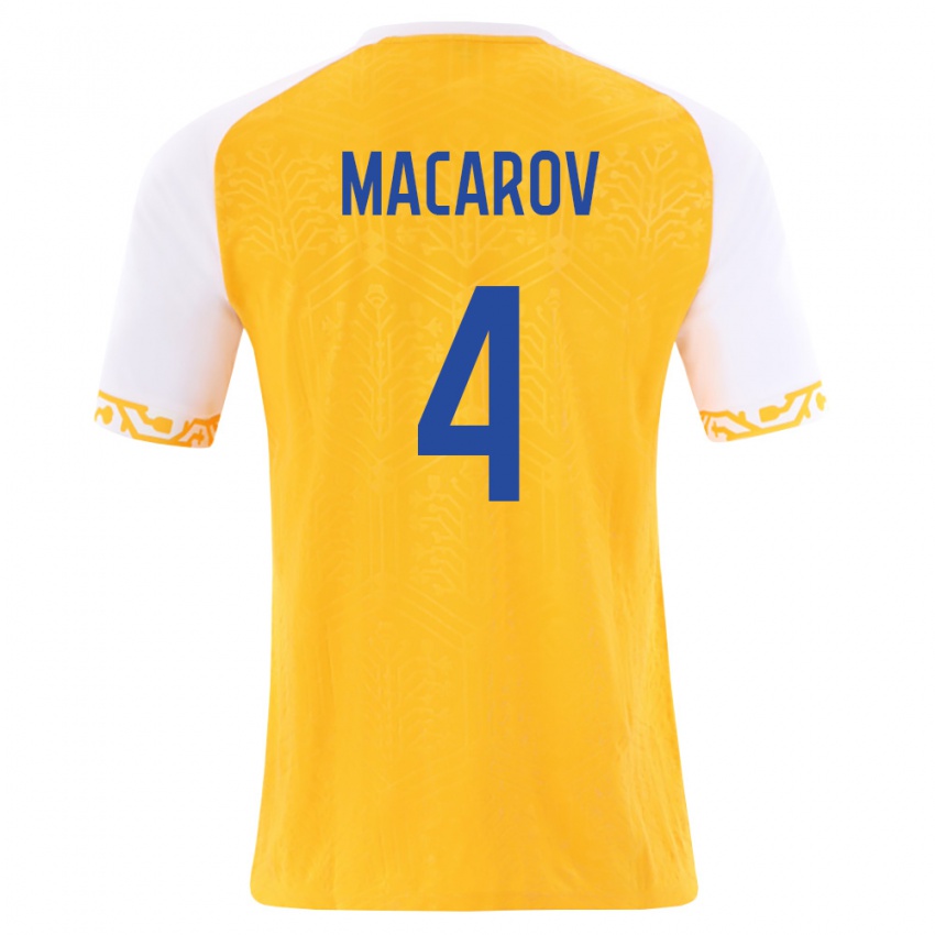 נשים מולדובה Evghenii Macarov #4 צהוב לבן הרחק ג'רזי 26-28 חולצה קצרה