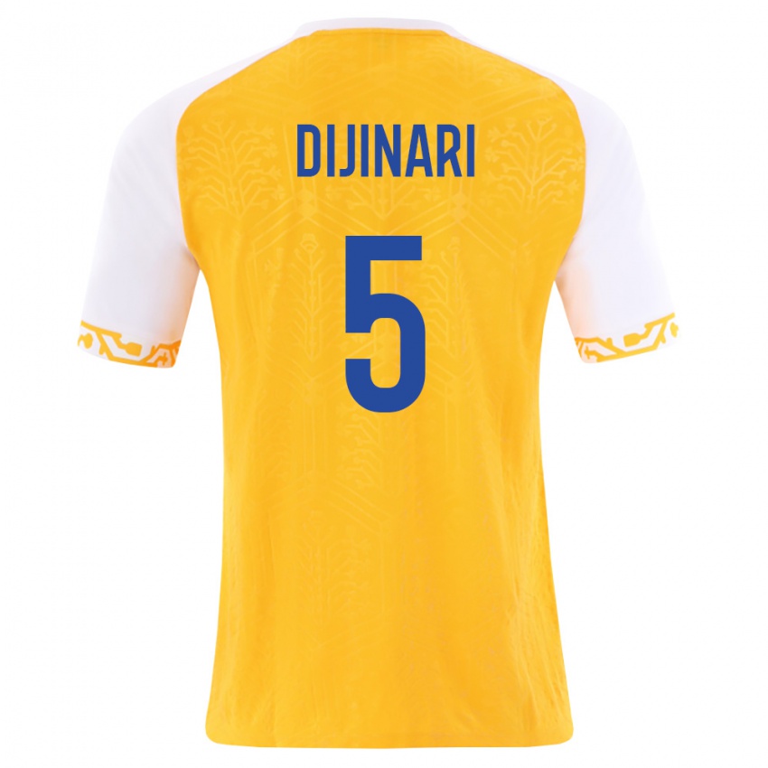 נשים מולדובה Artiom Dijinari #5 צהוב לבן הרחק ג'רזי 26-28 חולצה קצרה