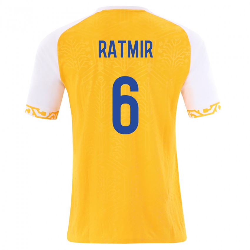 נשים מולדובה Nichita Ratmir #6 צהוב לבן הרחק ג'רזי 26-28 חולצה קצרה
