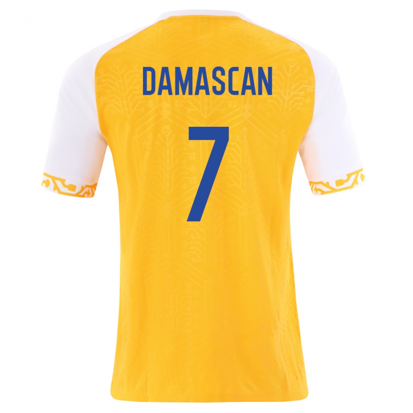 נשים מולדובה Vitalie Damascan #7 צהוב לבן הרחק ג'רזי 26-28 חולצה קצרה