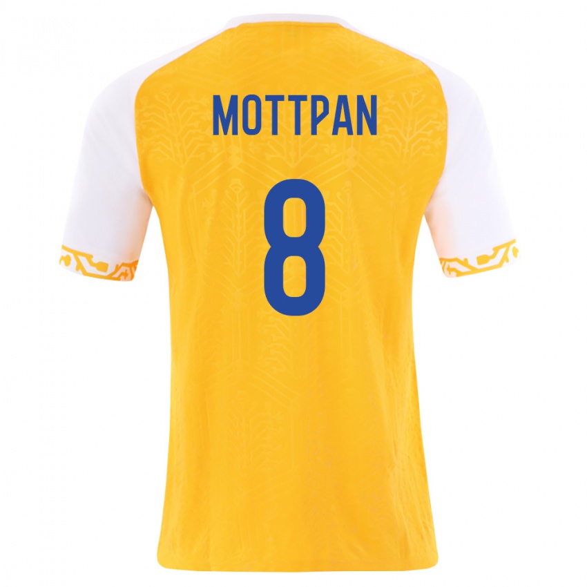נשים מולדובה Nikita Motpan #8 צהוב לבן הרחק ג'רזי 26-28 חולצה קצרה