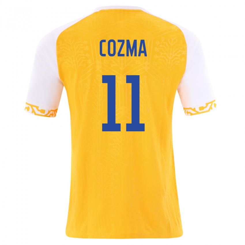 נשים מולדובה Veaceslav Cozma #11 צהוב לבן הרחק ג'רזי 26-28 חולצה קצרה
