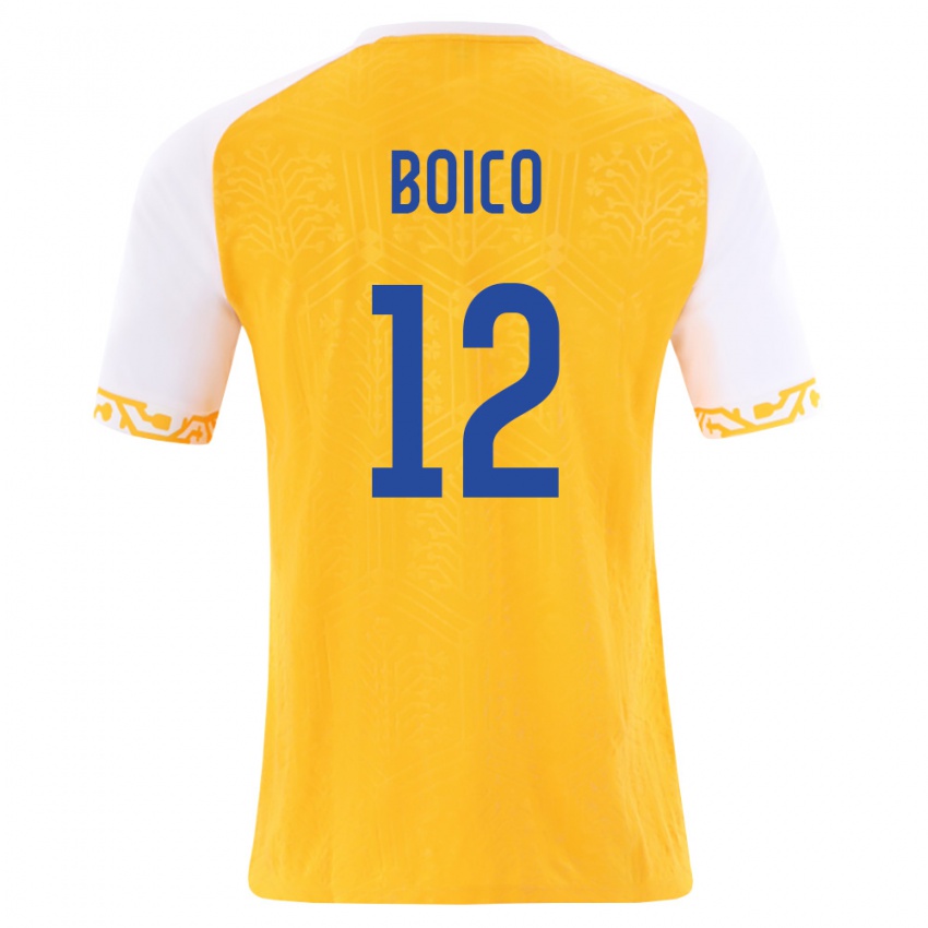 נשים מולדובה Chiril Boico #12 צהוב לבן הרחק ג'רזי 26-28 חולצה קצרה