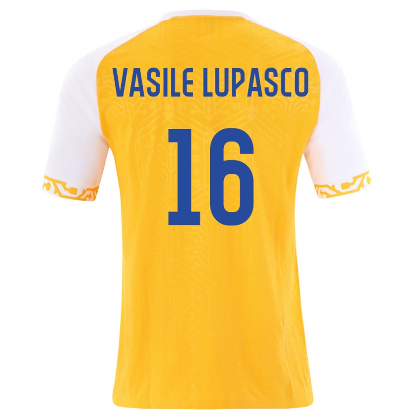 נשים מולדובה Vasile Lupasco #16 צהוב לבן הרחק ג'רזי 26-28 חולצה קצרה