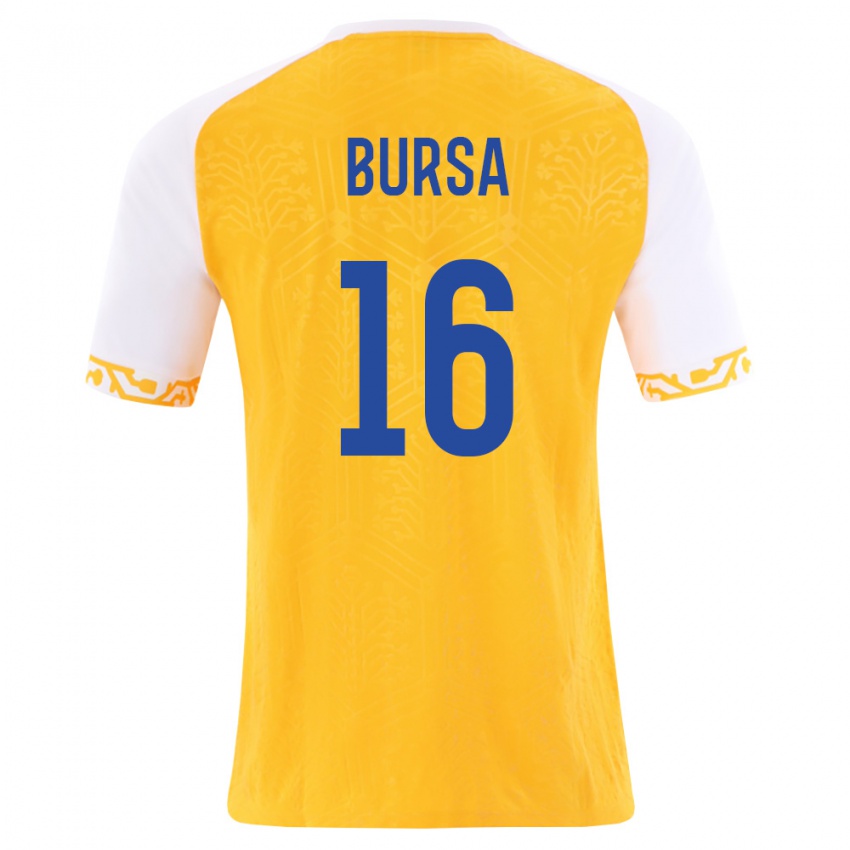 נשים מולדובה Chiril Bursa #16 צהוב לבן הרחק ג'רזי 26-28 חולצה קצרה