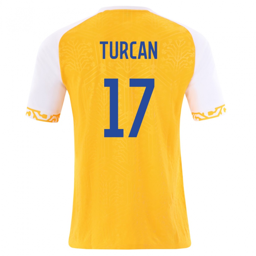 נשים מולדובה Serghei Turcan #17 צהוב לבן הרחק ג'רזי 26-28 חולצה קצרה