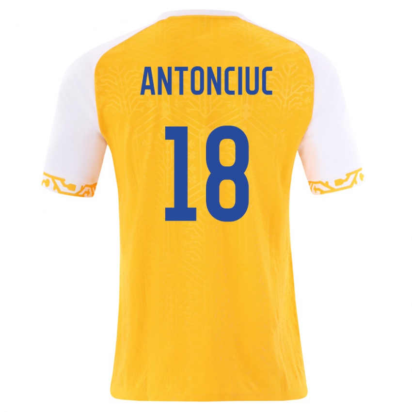 נשים מולדובה Cristian Antonciuc #18 צהוב לבן הרחק ג'רזי 26-28 חולצה קצרה