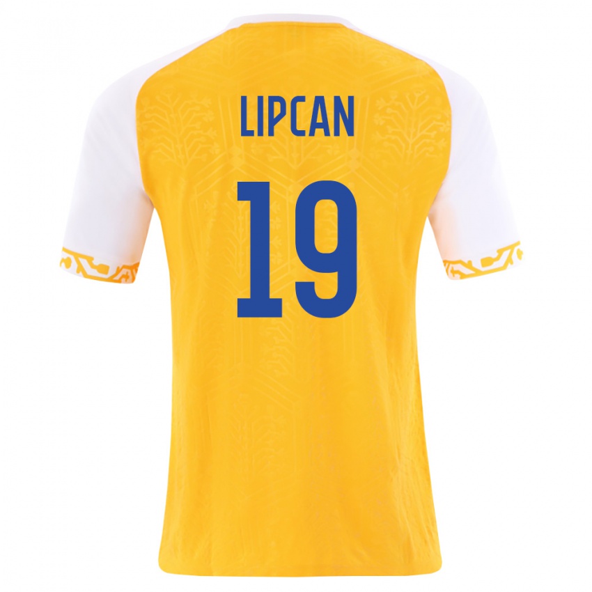 נשים מולדובה Nichita Lipcan #19 צהוב לבן הרחק ג'רזי 26-28 חולצה קצרה