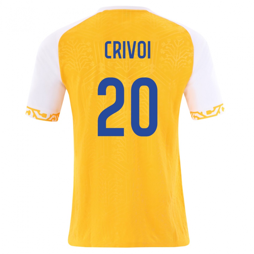 נשים מולדובה Mihai Crivoi #20 צהוב לבן הרחק ג'רזי 26-28 חולצה קצרה