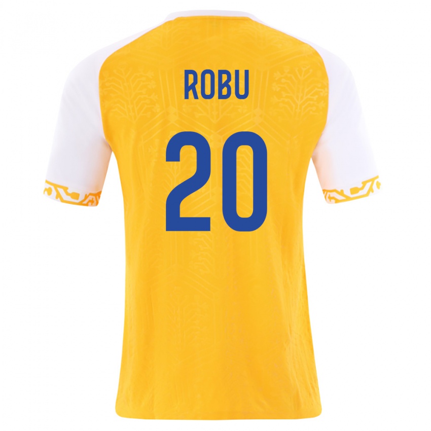 נשים מולדובה Alexandru Robu #20 צהוב לבן הרחק ג'רזי 26-28 חולצה קצרה