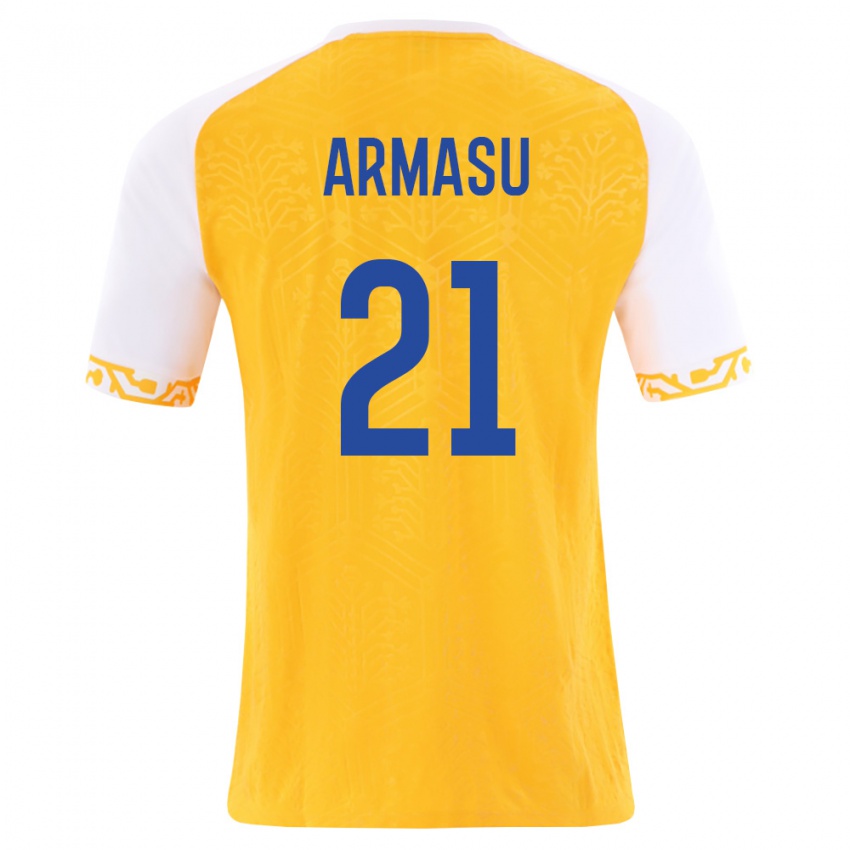 נשים מולדובה Daniel Armasu #21 צהוב לבן הרחק ג'רזי 26-28 חולצה קצרה