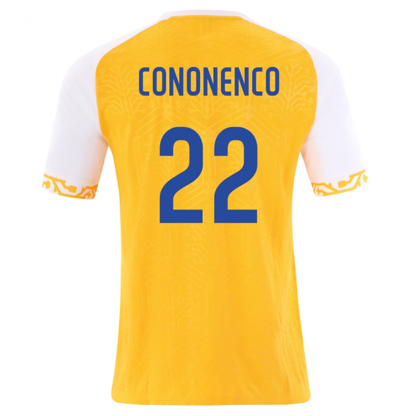 נשים מולדובה Maxim Cononenco #22 צהוב לבן הרחק ג'רזי 26-28 חולצה קצרה