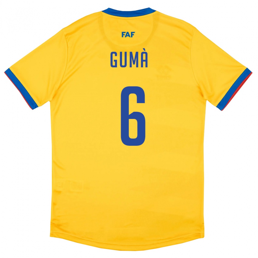 נשים אנדורה Arnau Gumà #6 צהוב כחול אדום הרחק ג'רזי 26-28 חולצה קצרה