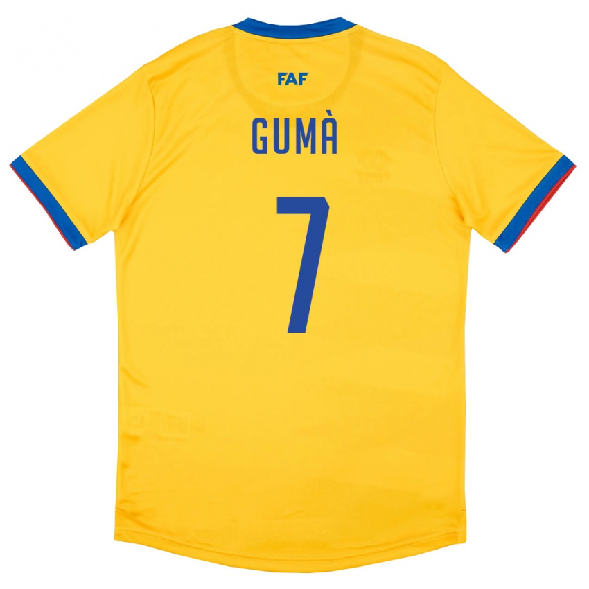 נשים אנדורה Jan Gumà #7 צהוב כחול אדום הרחק ג'רזי 26-28 חולצה קצרה