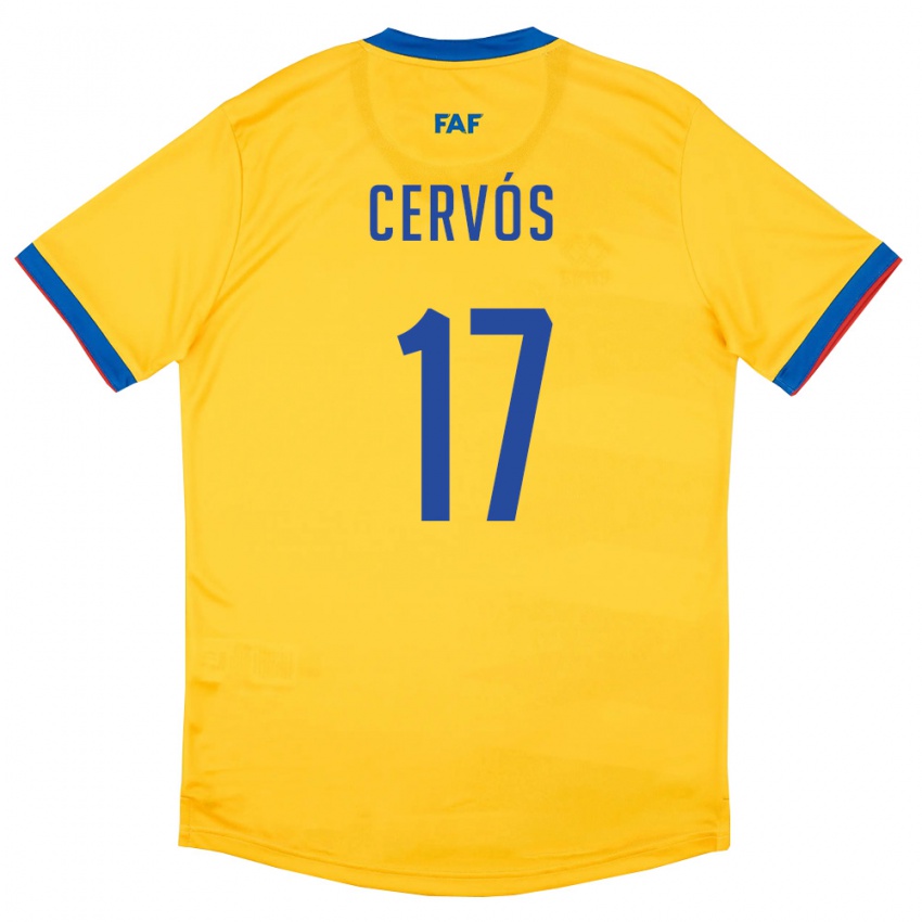 נשים אנדורה Joan Cervós #17 צהוב כחול אדום הרחק ג'רזי 26-28 חולצה קצרה