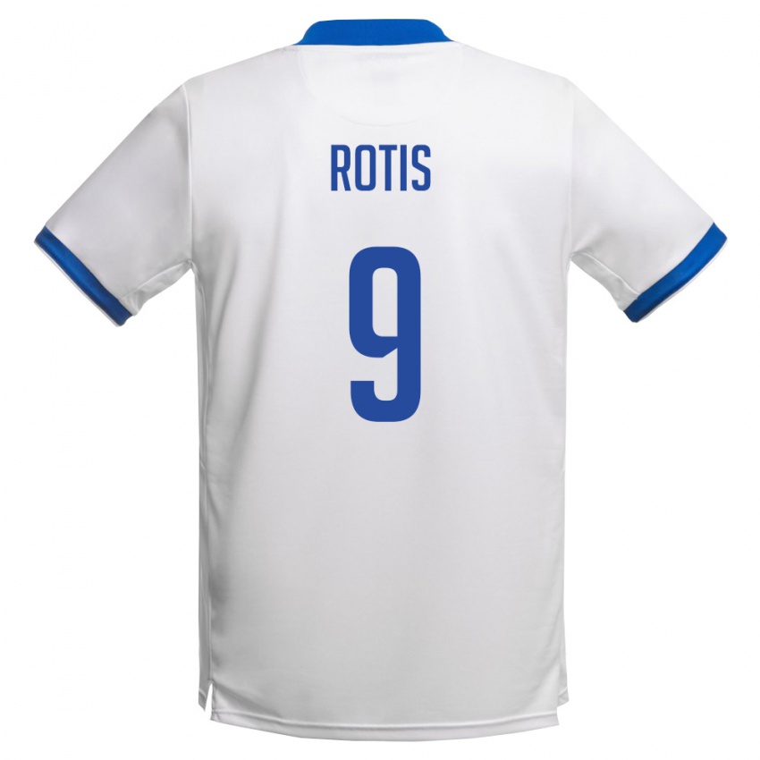 נשים קפריסין Robertos Rotis #9 לבן כחול מלכותי הרחק ג'רזי 26-28 חולצה קצרה