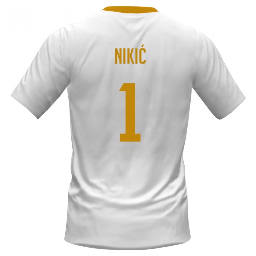 נשים מונטנגרו איגור ניקיץ׳ #1 לבן אדום צהוב הרחק ג'רזי 26-28 חולצה קצרה