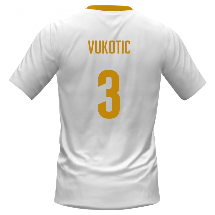 נשים מונטנגרו באלסה ווקוטיץ׳ #3 לבן אדום צהוב הרחק ג'רזי 26-28 חולצה קצרה