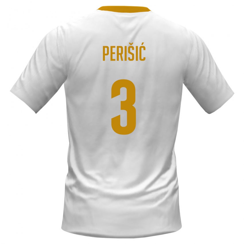 נשים מונטנגרו Aleksa Perišić #3 לבן אדום צהוב הרחק ג'רזי 26-28 חולצה קצרה