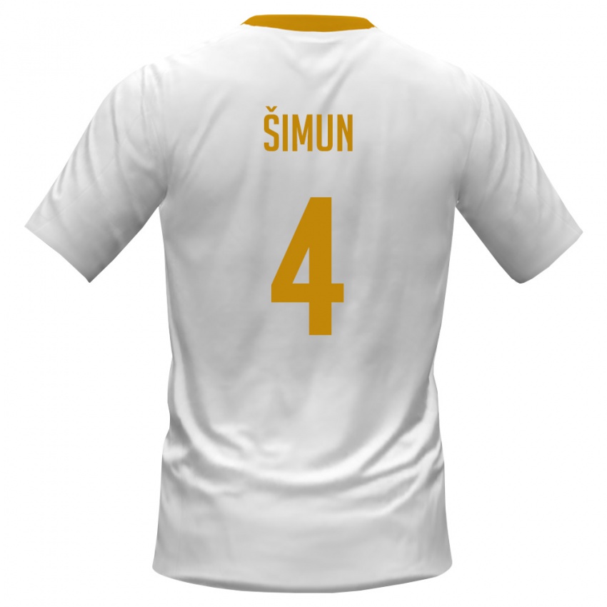 נשים מונטנגרו מרקו סימון #4 לבן אדום צהוב הרחק ג'רזי 26-28 חולצה קצרה