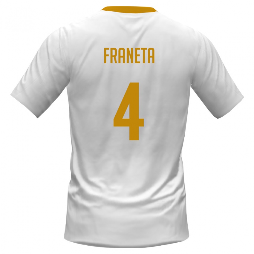 נשים מונטנגרו Marko Franeta #4 לבן אדום צהוב הרחק ג'רזי 26-28 חולצה קצרה
