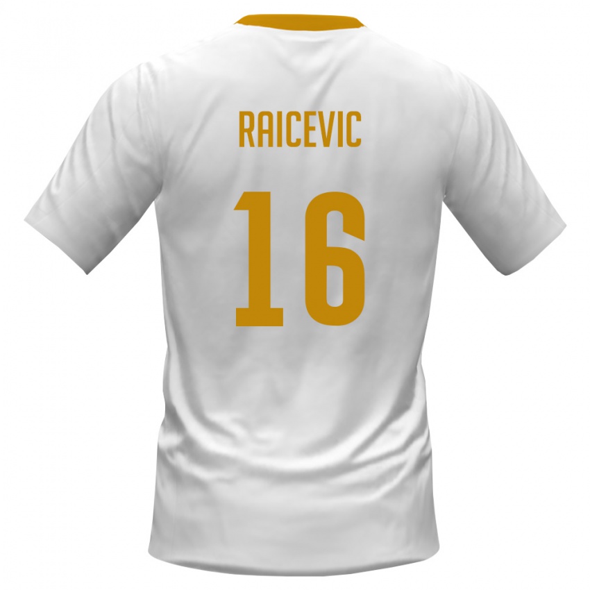 נשים מונטנגרו Luka Raicevic #16 לבן אדום צהוב הרחק ג'רזי 26-28 חולצה קצרה