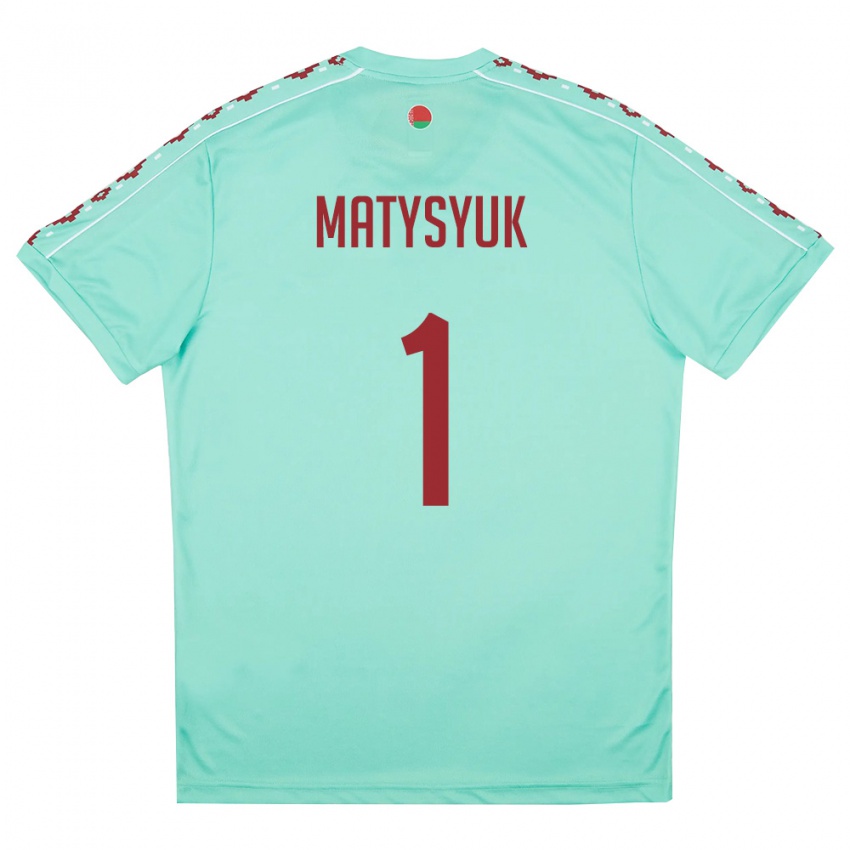 נשים בלארוס Nikita Matysyuk #1 ירוק בהיר בורדו הרחק ג'רזי 26-28 חולצה קצרה