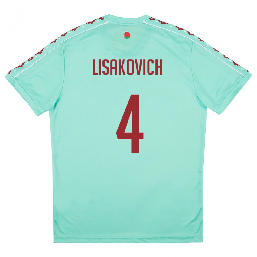 נשים בלארוס רוסלן ליסקוביץ' #4 ירוק בהיר בורדו הרחק ג'רזי 26-28 חולצה קצרה