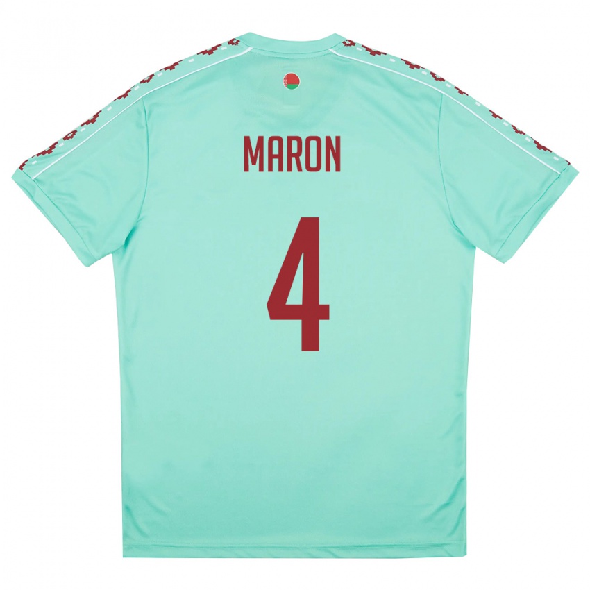 נשים בלארוס Dmitriy Maron #4 ירוק בהיר בורדו הרחק ג'רזי 26-28 חולצה קצרה