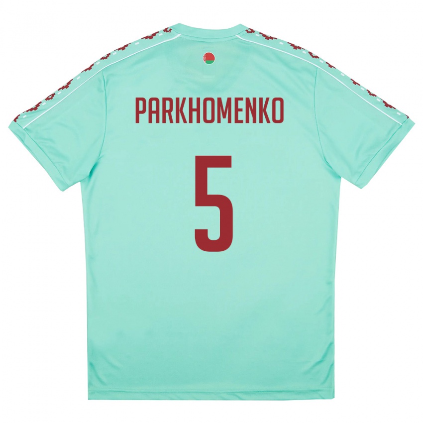 נשים בלארוס יגור פרחומנקו #5 ירוק בהיר בורדו הרחק ג'רזי 26-28 חולצה קצרה