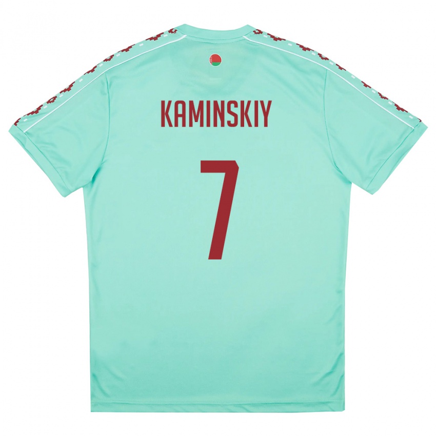 נשים בלארוס Timofey Kaminskiy #7 ירוק בהיר בורדו הרחק ג'רזי 26-28 חולצה קצרה