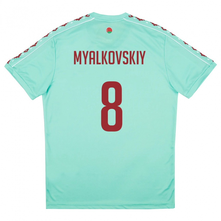 נשים בלארוס Ruslan Myalkovskiy #8 ירוק בהיר בורדו הרחק ג'רזי 26-28 חולצה קצרה