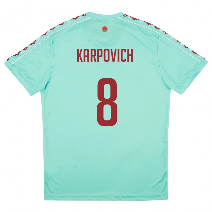 נשים בלארוס מקסים קרפוביץ' #8 ירוק בהיר בורדו הרחק ג'רזי 26-28 חולצה קצרה