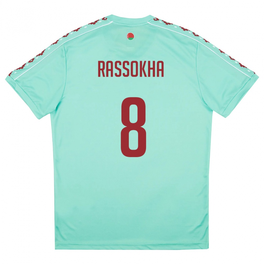 נשים בלארוס Daniil Rassokha #8 ירוק בהיר בורדו הרחק ג'רזי 26-28 חולצה קצרה