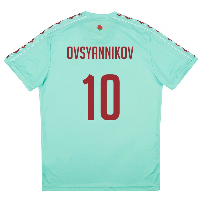 נשים בלארוס Denis Ovsyannikov #10 ירוק בהיר בורדו הרחק ג'רזי 26-28 חולצה קצרה
