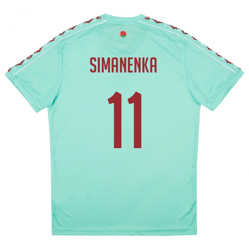 נשים בלארוס Timofey Simanenka #11 ירוק בהיר בורדו הרחק ג'רזי 26-28 חולצה קצרה